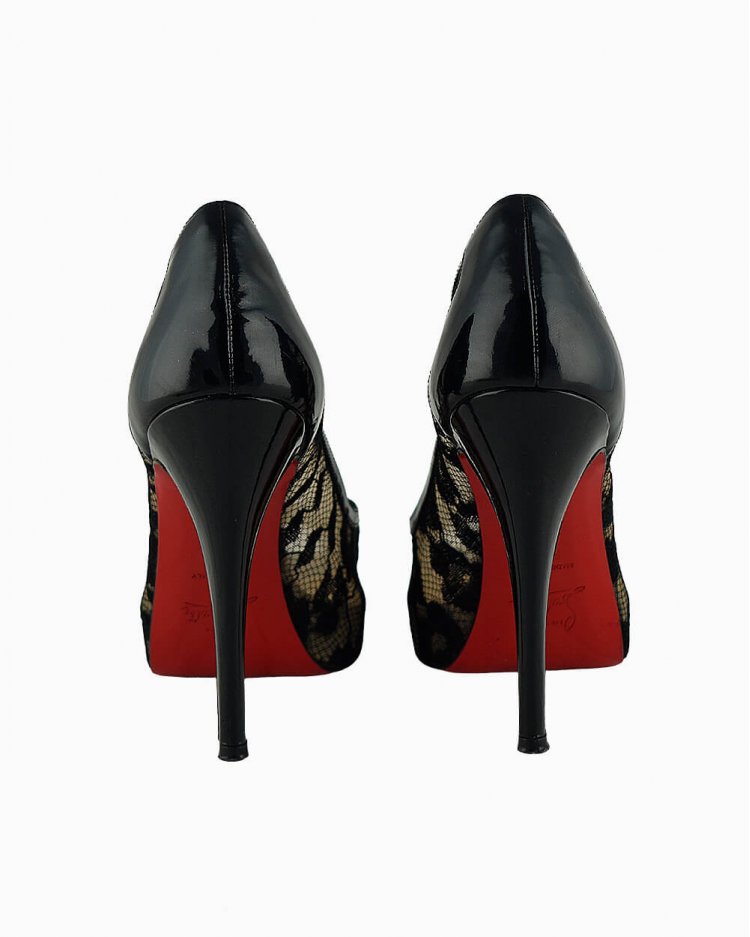 Sapato Louboutin original Very Prive em renda preto feminino